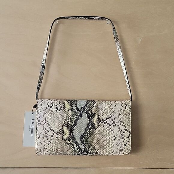 NWT LK Bennett Kate Middleton Snakeskin Python Slim Leather Clutch Bag Purse - Picture 1 of 11